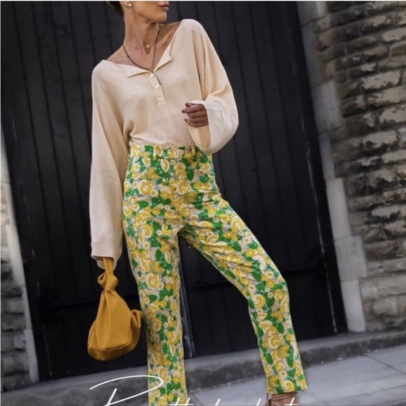 ZARA MULTICOLORED PRINTED PANTS - Picture 4 of 10